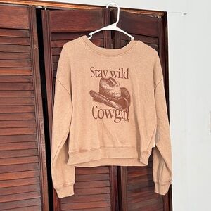 Stay Wild Cowgirl Graphic Sweatshirt - Tan